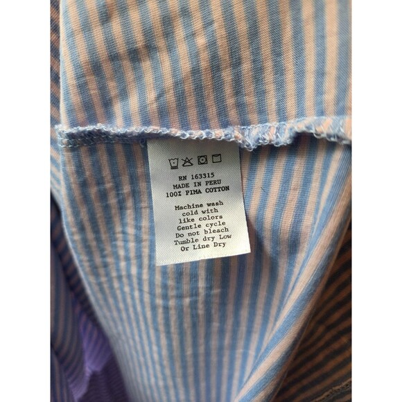 Renwick Golf Shirt Size Large Blue/Pink Striped Sleeveless Top Athletic Collared - Picture 4 of 4